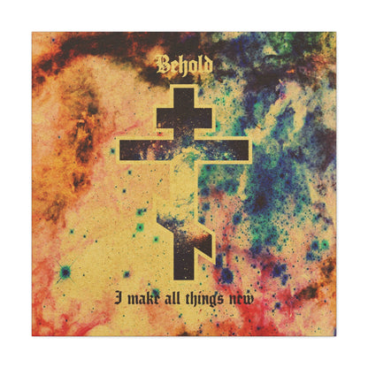 Behold, I Make All Things New (Revelation 21:5) | Cosmic Orthodox Cross On Inverted Starfield | Second Coming | Orthodox Christian Canvas Art