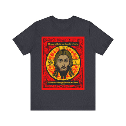 Made Without Hands (Mandylion/Image of Edessa) | Jesus Christ Orthodox Icon Graphic Design | Red Black & Yellow | Orthodox Christian T-Shirt