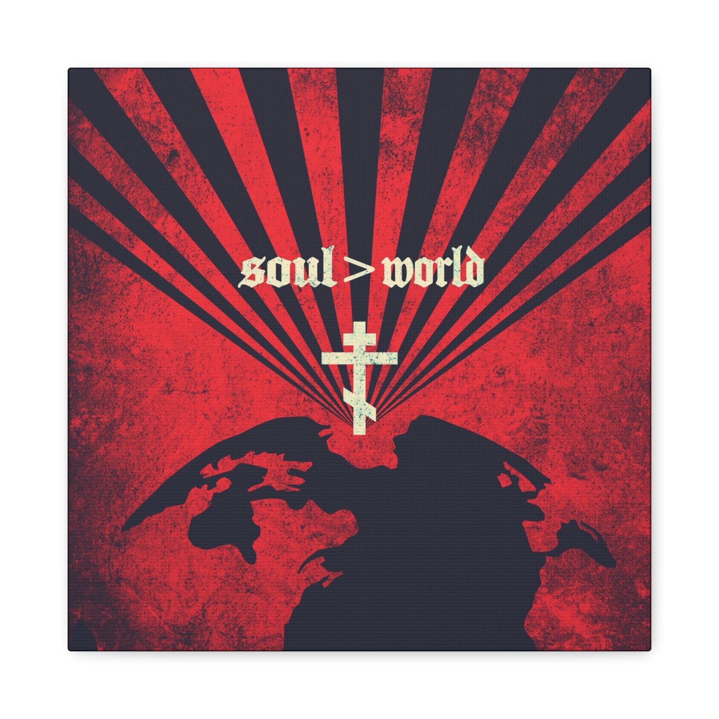 What Shall it Profit a Man | Matthew 16:26 | Soul Is Greater Than World | Red Earth White Cross | Orthodox Christian Canvas Art