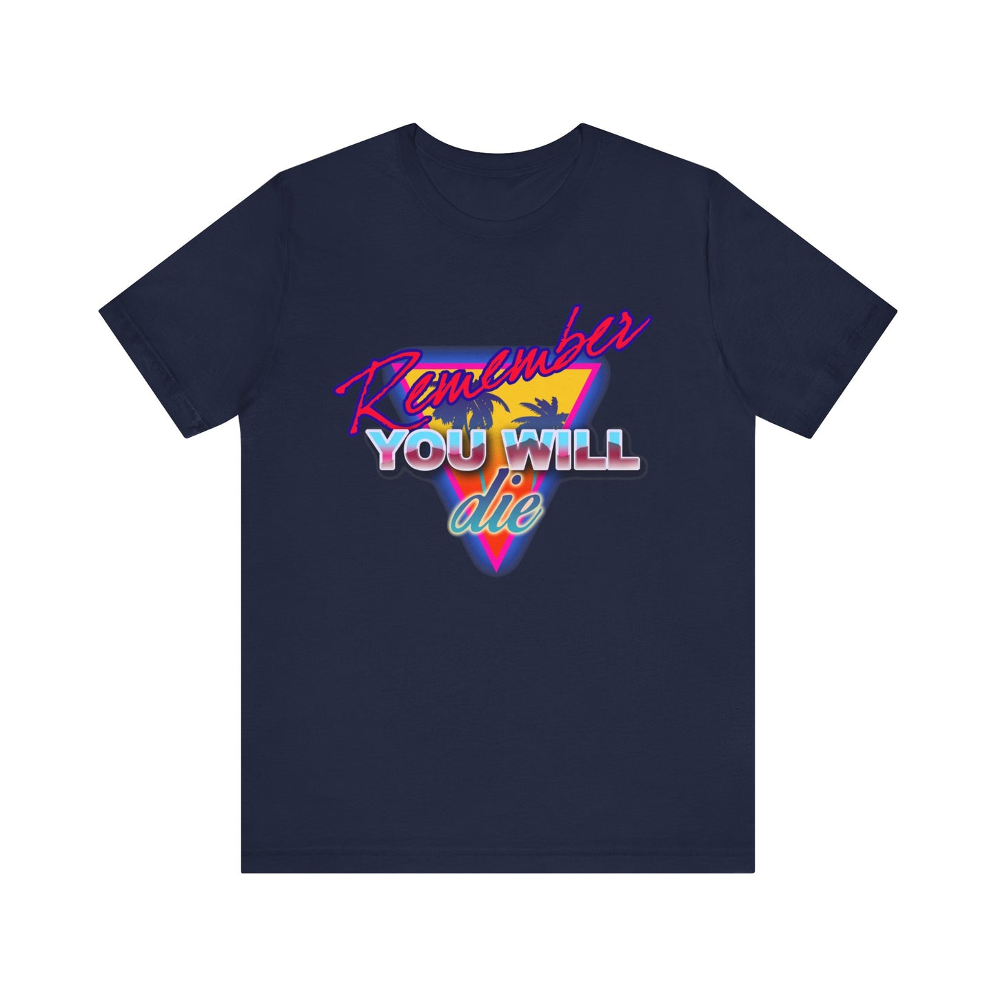 Remember You Will Die Palm Tree 80s Retro Synthwave Style | Memento Mori | Nostalgic Orthodox Christian Cotton T-Shirt