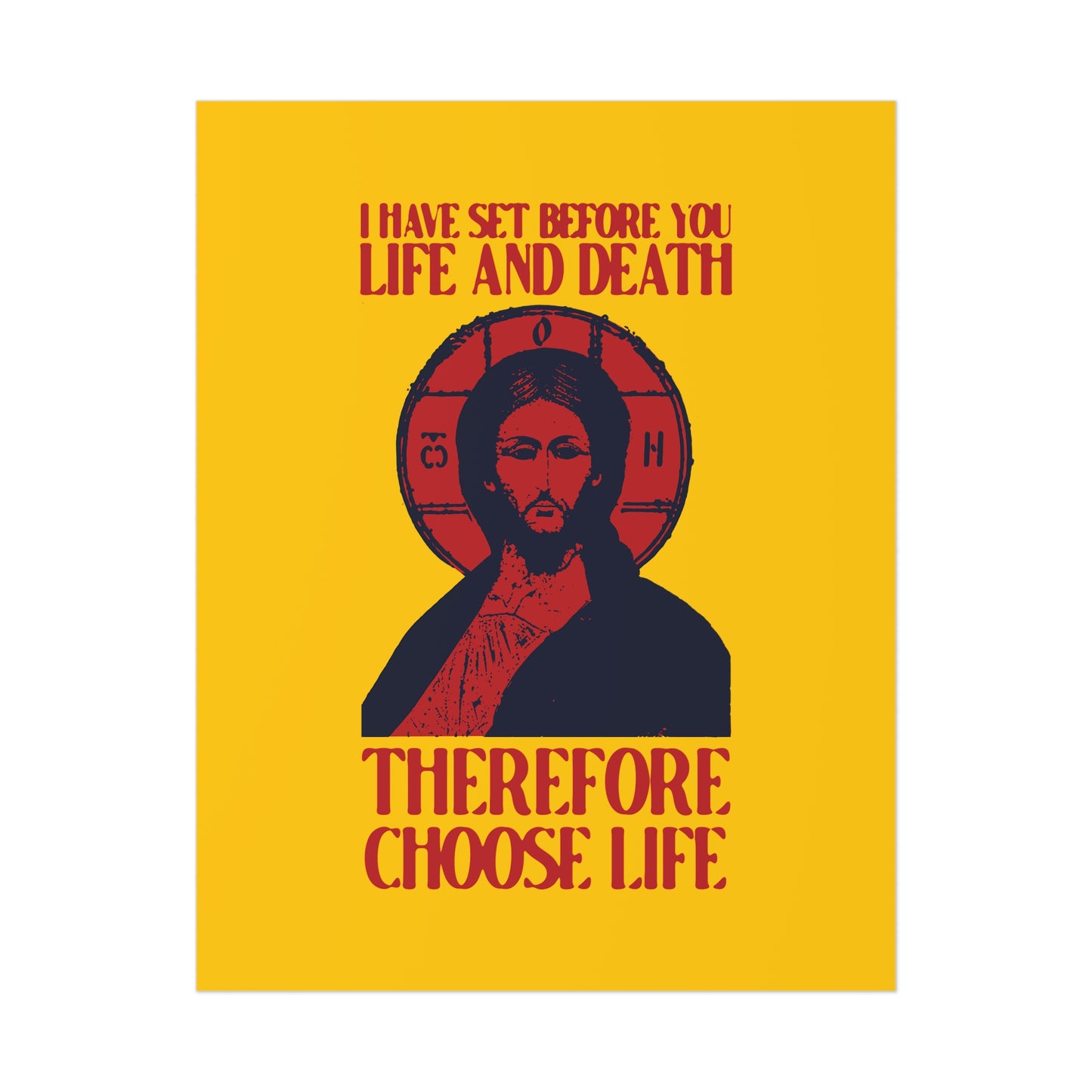 I Have Set Before You Life and Death (Deut. 30:11-20) Yellow Design No. 1 | Orthodox Christian Art Poster