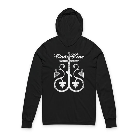 I Am the True Vine (John 15, Ezekiel 15) | Orthodox Cross with Grape Vine | Photocopy Effect | Orthodox Hooded Shirt