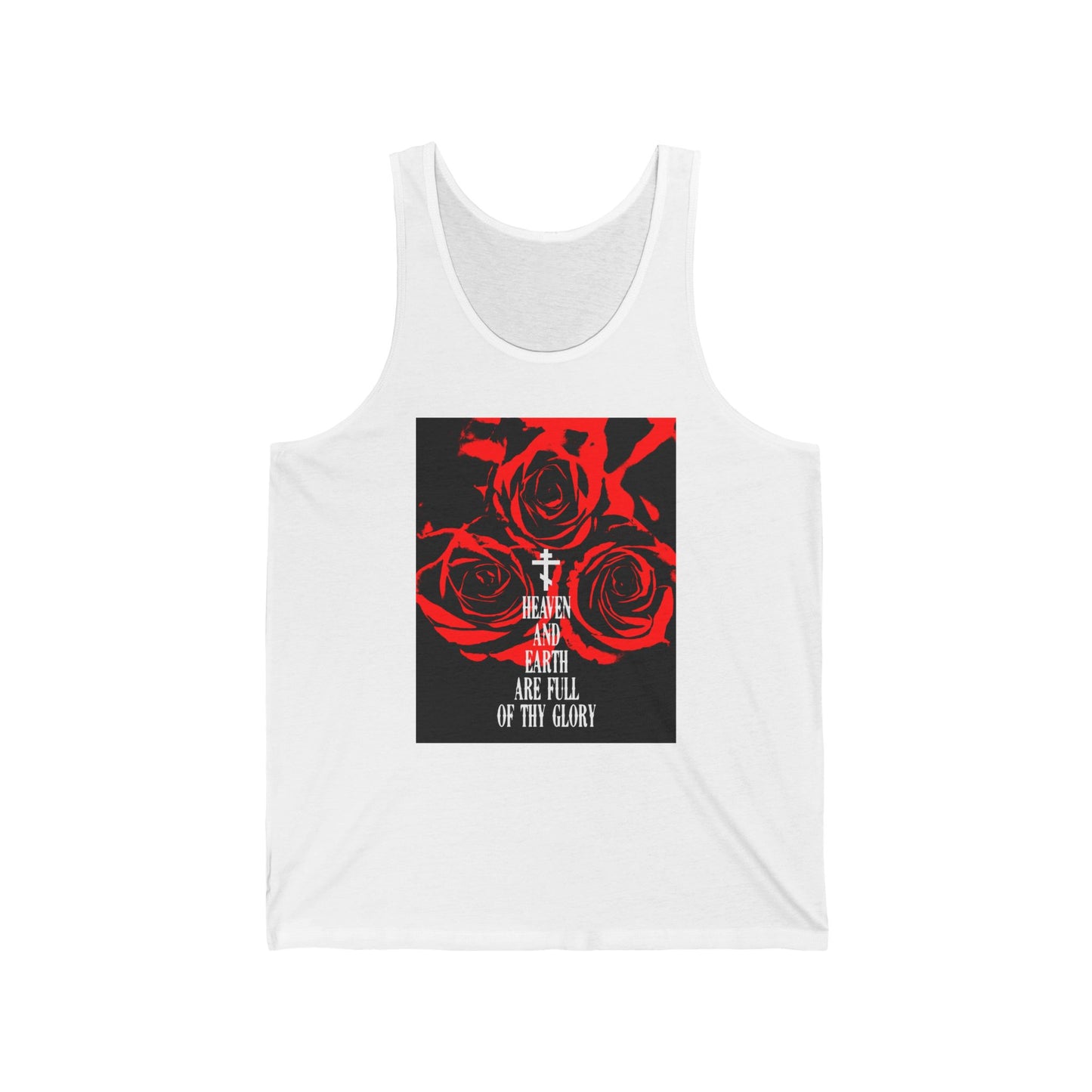 Heaven and Earth Are Full of Thy Glory | Orthodox Liturgical Hymn | Red Roses | Western Typography | Orthodox Christian Tank Top