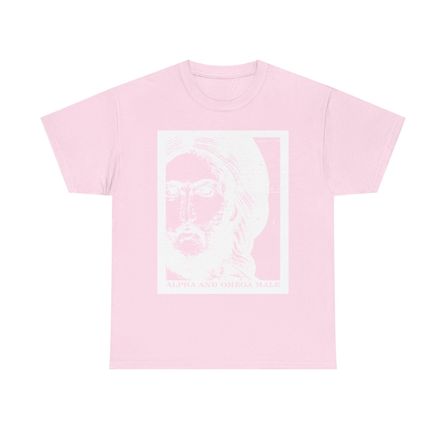 Alpha & Omega Male | Jesus Christ Icono-Graphic Photonegative | I am the Beginning & the End (Rev 22) | Midweight Cotton Unisex T-Shirt