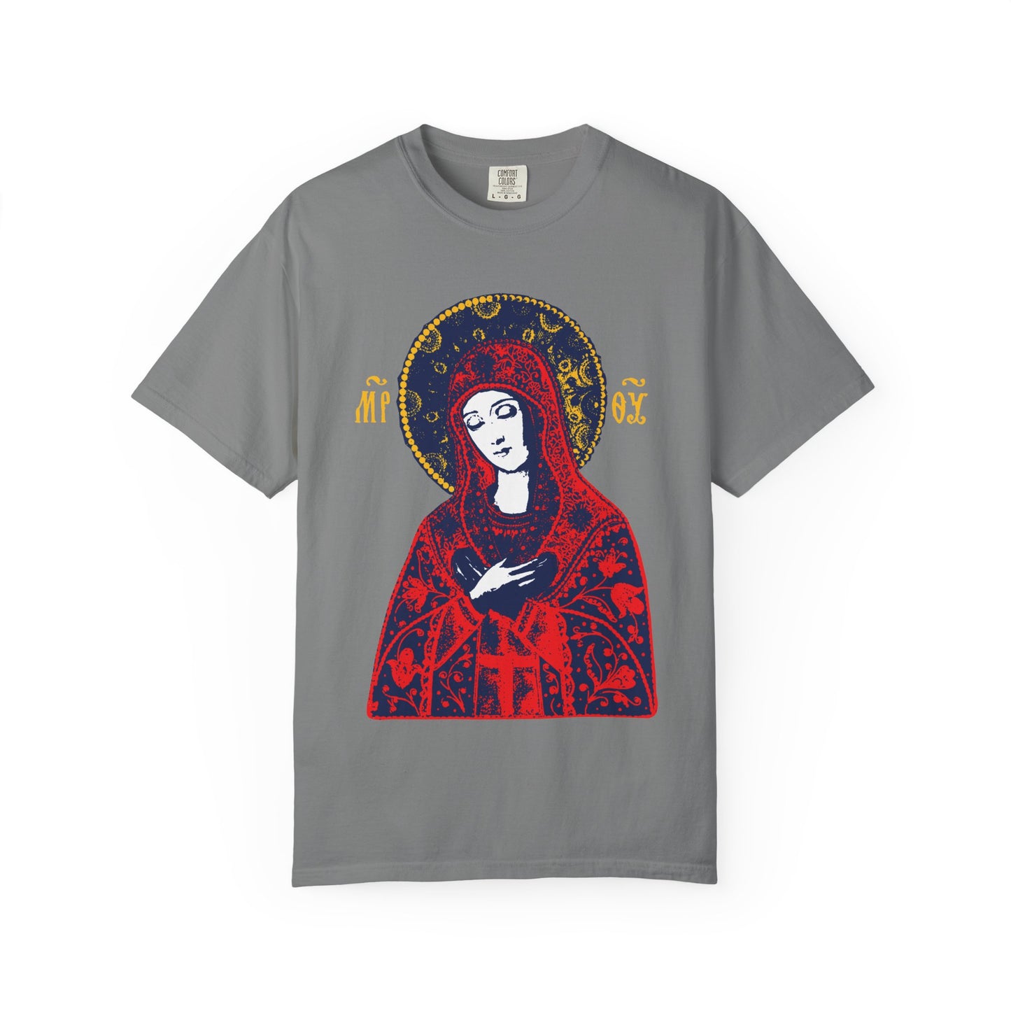 Joy of All Joys Tenderness Theotokos Iconographic Based on Traditional Orthodox Iconography | Christian Heavyweight Cotton Unisex T-Shirt
