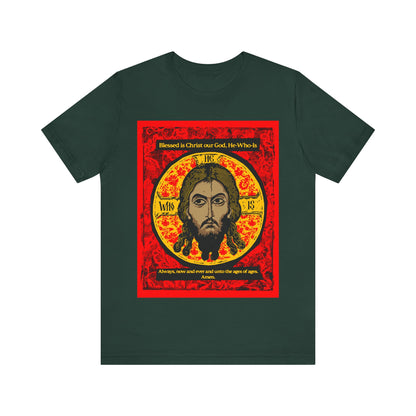 Made Without Hands (Mandylion/Image of Edessa) | Jesus Christ Orthodox Icon Graphic Design | Red Black & Yellow | Orthodox Christian T-Shirt