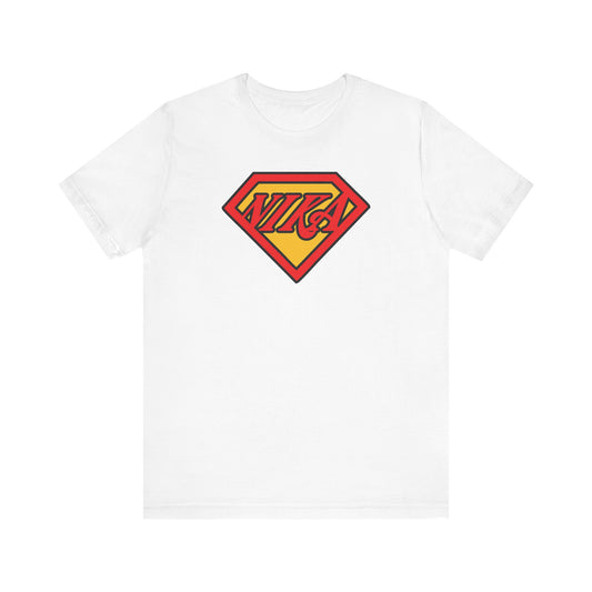 NIKA Superm@n Logo | Comic Book Pop Culture Christian Mashup | Orthodox Christian Lightweight Cotton Unisex Tee