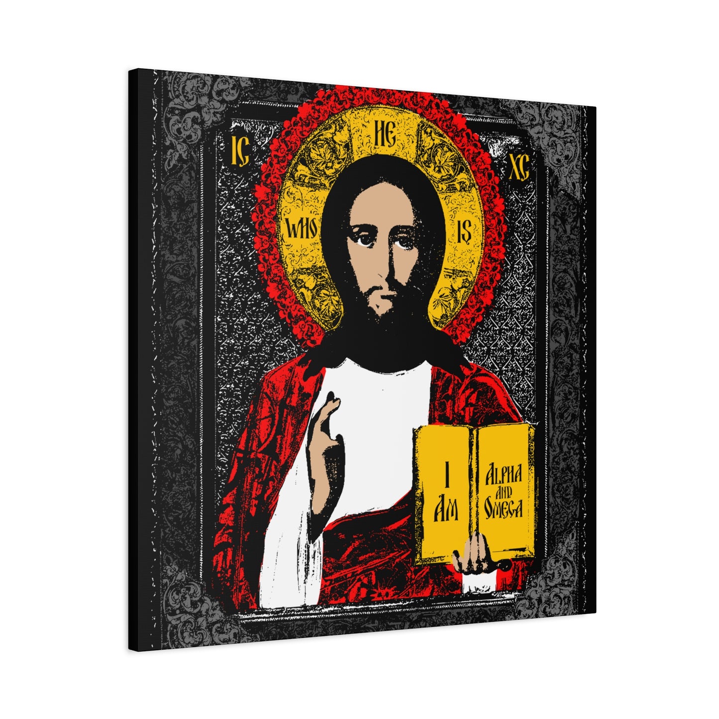 Christ Pantocrator Icono-Graphic | He-Who-Is | I Am the Alpha and Omega | Ancient Icon Graphic Design | Orthodox Christian Canvas Art