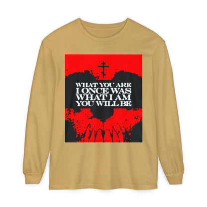 What You Are, I Once Was. What I Am, You Will Be | Memento Mori | Red Skull Remembrance of Death | Orthodox Christian Long Sleeve Shirt