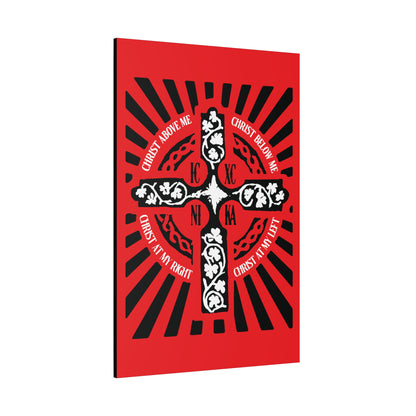 Red ICXC NIKA Enniskillen Celtic Cross | Lorica of St. Patrick | Shield Prayer | Orthodox Christian Canvas Art