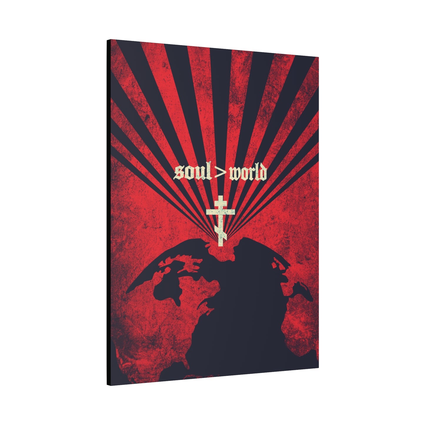 What Shall it Profit a Man | Matthew 16:26 | Soul Is Greater Than World | Red Earth White Cross | Orthodox Christian Canvas Art