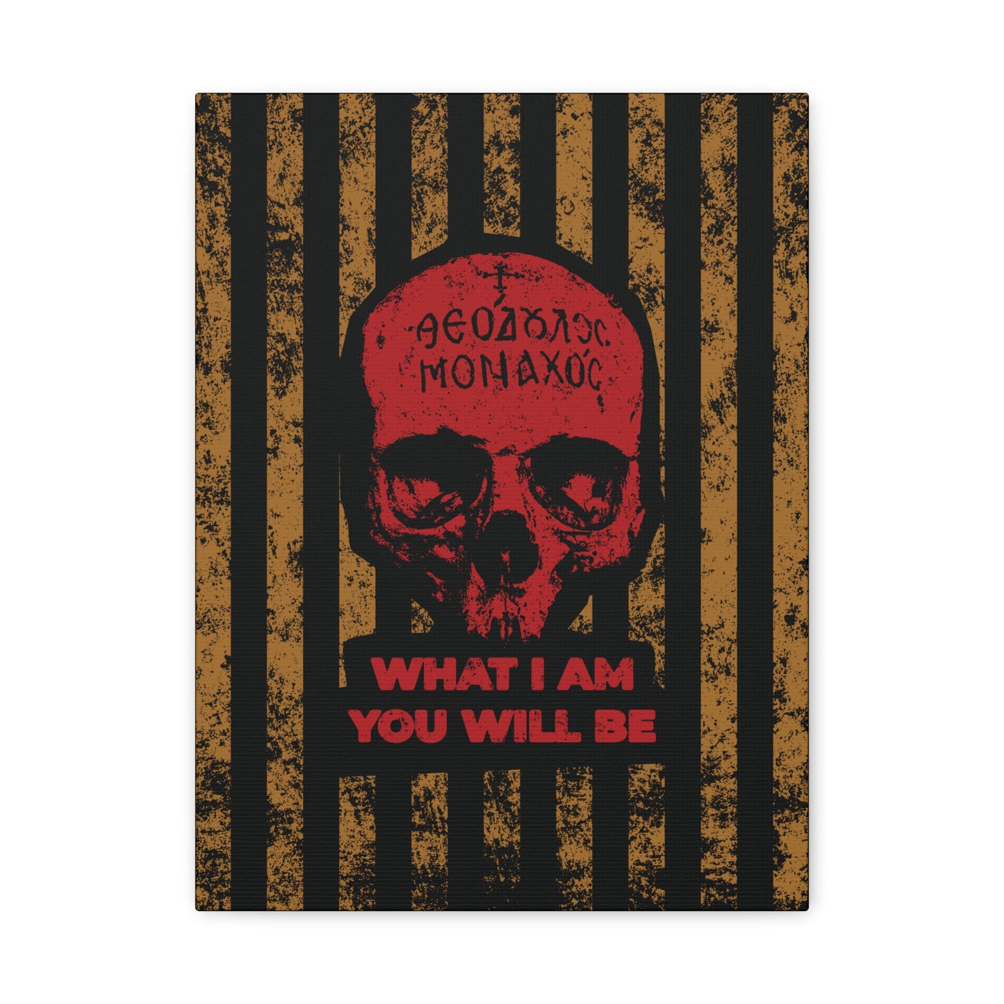 What I Am You Will Be | Memento Mori | Remembrance of Death | Mt Athos Monk Skull | Ascetic Ethos | Christian Canvas Art