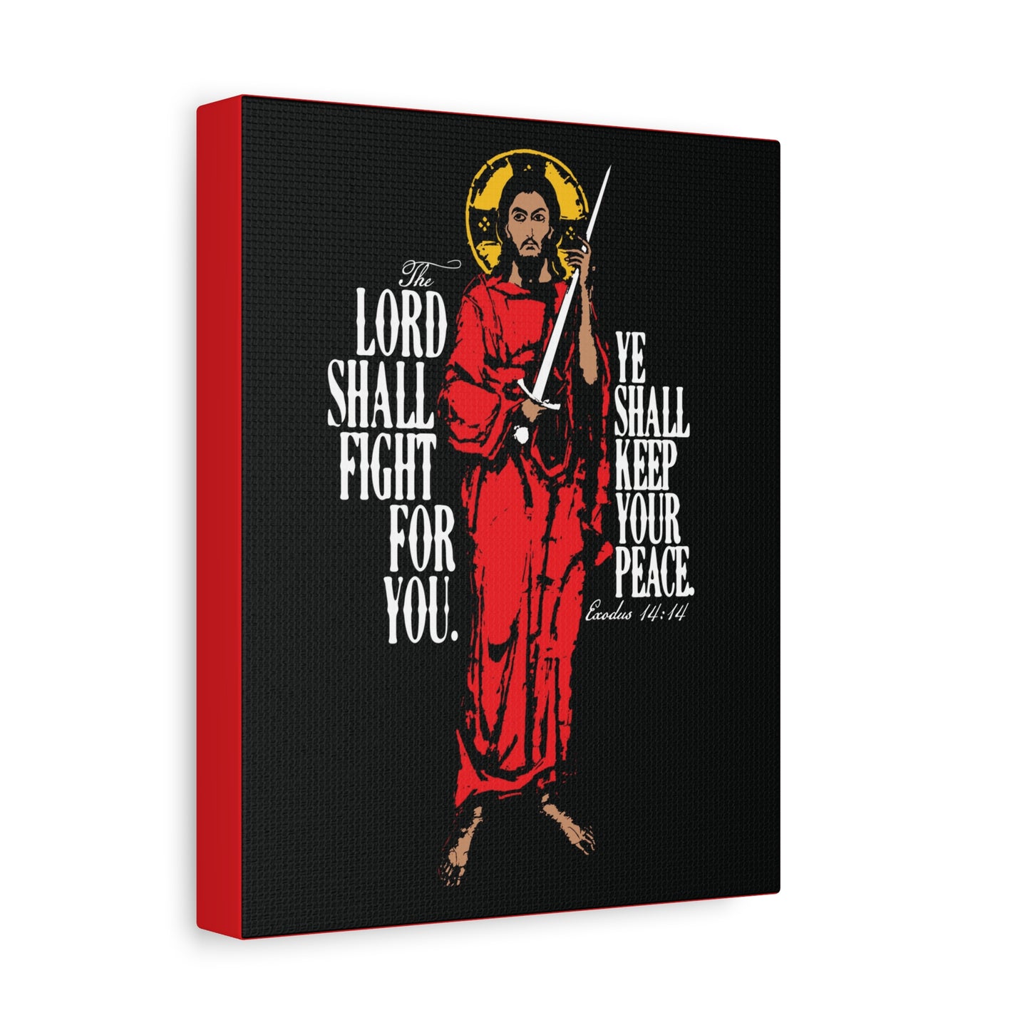 The Lord Shall Fight For You (Exodus 14:14) | Jesus Christ with Sword IconoGraphic | Orthodox Christian Canvas Art