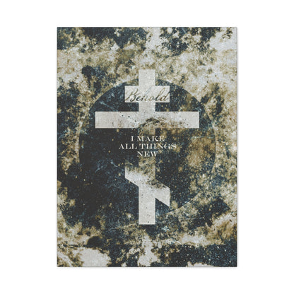 Behold, I Make All Things New | Revelation 21:5 | Cosmic Textured Orthodox Cross | Parousia | Orthodox Christian Canvas Art