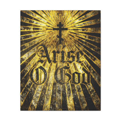 Featuring an Orthodox cross with golden rays and “Arise O God” in textured Gothic font, this wall art draws from Psalm 81 (82 LXX) and reflects the Divine Council worldview for Orthodox Christians.