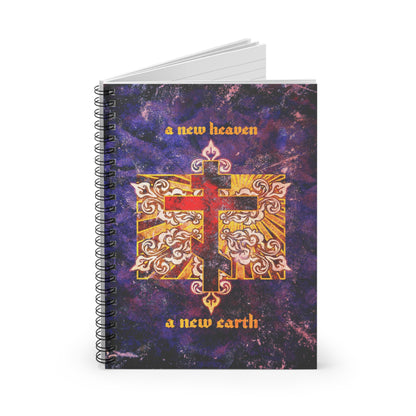 A New Heaven/A New Earth | Red Orthodox Cross on Textured Ornate Background | Orthodox Spiral Notebook