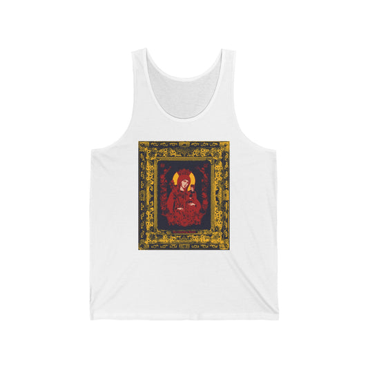 The Unfading Bloom (Theotokos Iconographic) No. 1 | Orthodox Christian Jersey Tank Top / Sleeveless Shirt