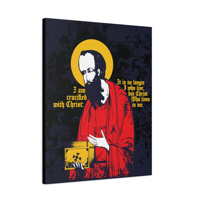 St Paul Holding Gospel Iconographic | I am crucified with Christ (Galatians 2:20) | Orthodox Christian Canvas Art