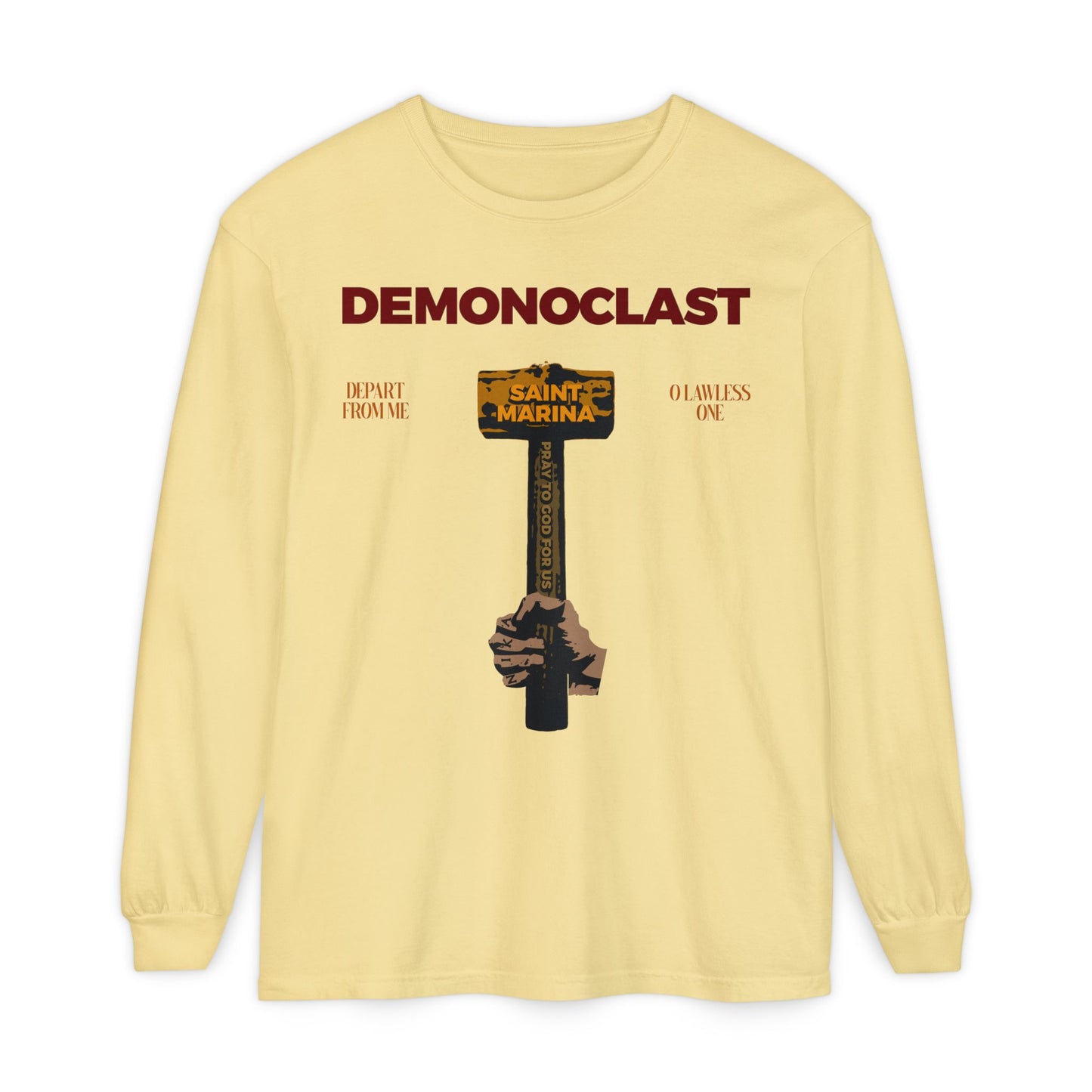 Demonoclast | St. Marina's Hammer | NIKA Fist | Christ Conquers | Demon Smasher | Unseen Warfare | Christian Martyrdom | Orthodox Long Sleeve