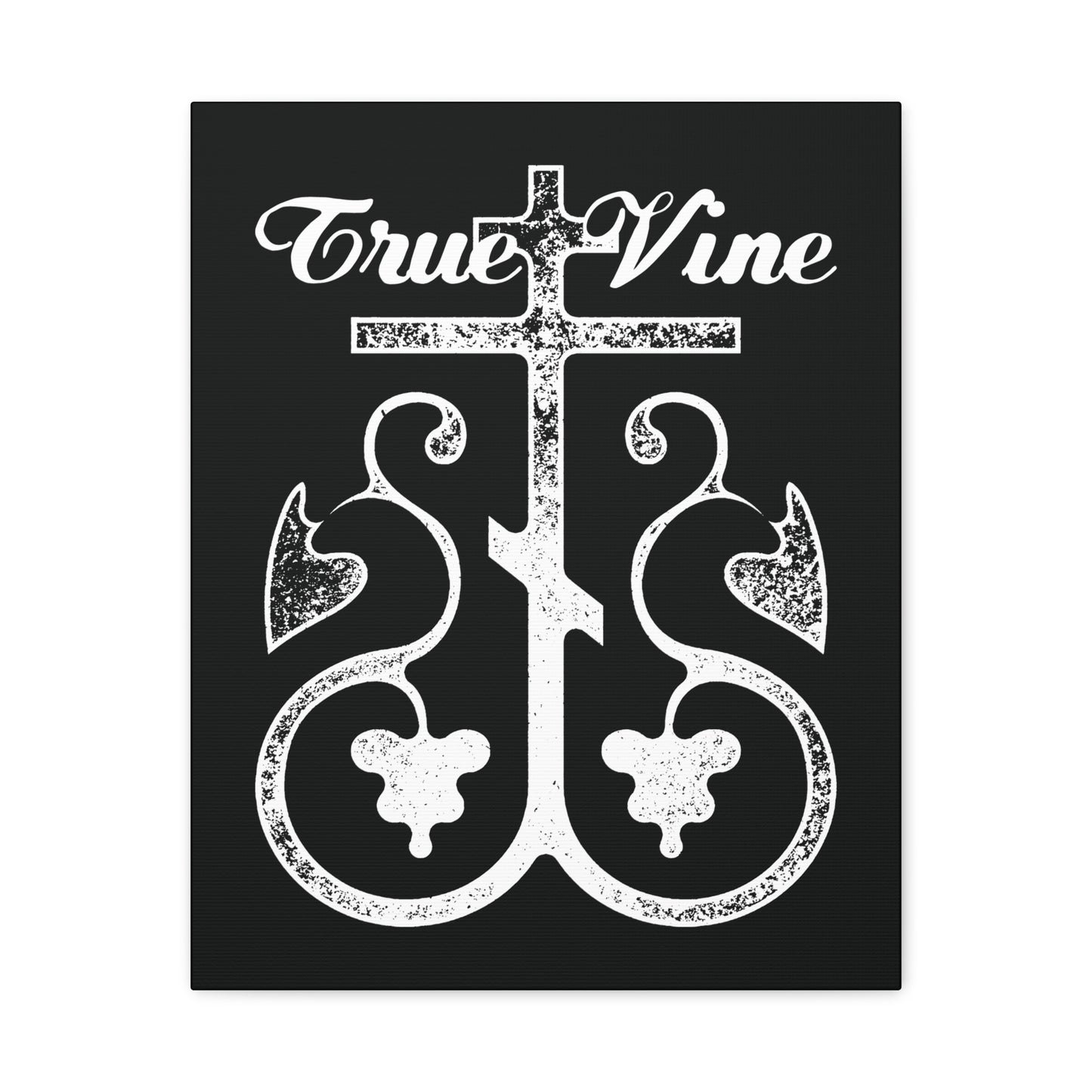 I Am the True Vine (John 15, Ezekiel 15) | Orthodox Cross with Grape Vine | Photocopy Effect | Orthodox Christian Canvas Wall Art