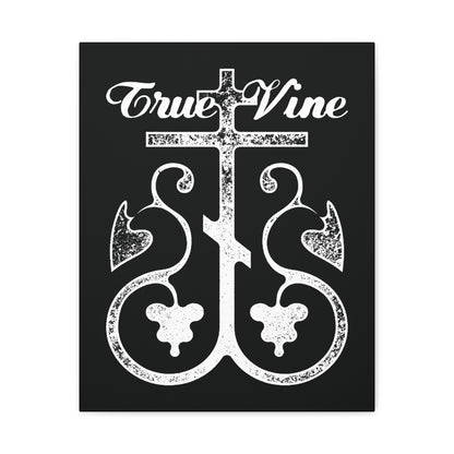 I Am the True Vine (John 15, Ezekiel 15) | Orthodox Cross with Grape Vine | Photocopy Effect | Orthodox Christian Canvas Wall Art