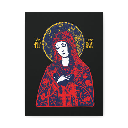 Joy of All Joys Tenderness Theotokos Iconographic Based on Traditional Orthodox Iconography | Red Design | Orthodox Christian Canvas Art