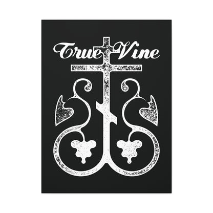 I Am the True Vine (John 15, Ezekiel 15) | Orthodox Cross with Grape Vine | Photocopy Effect | Orthodox Christian Canvas Wall Art