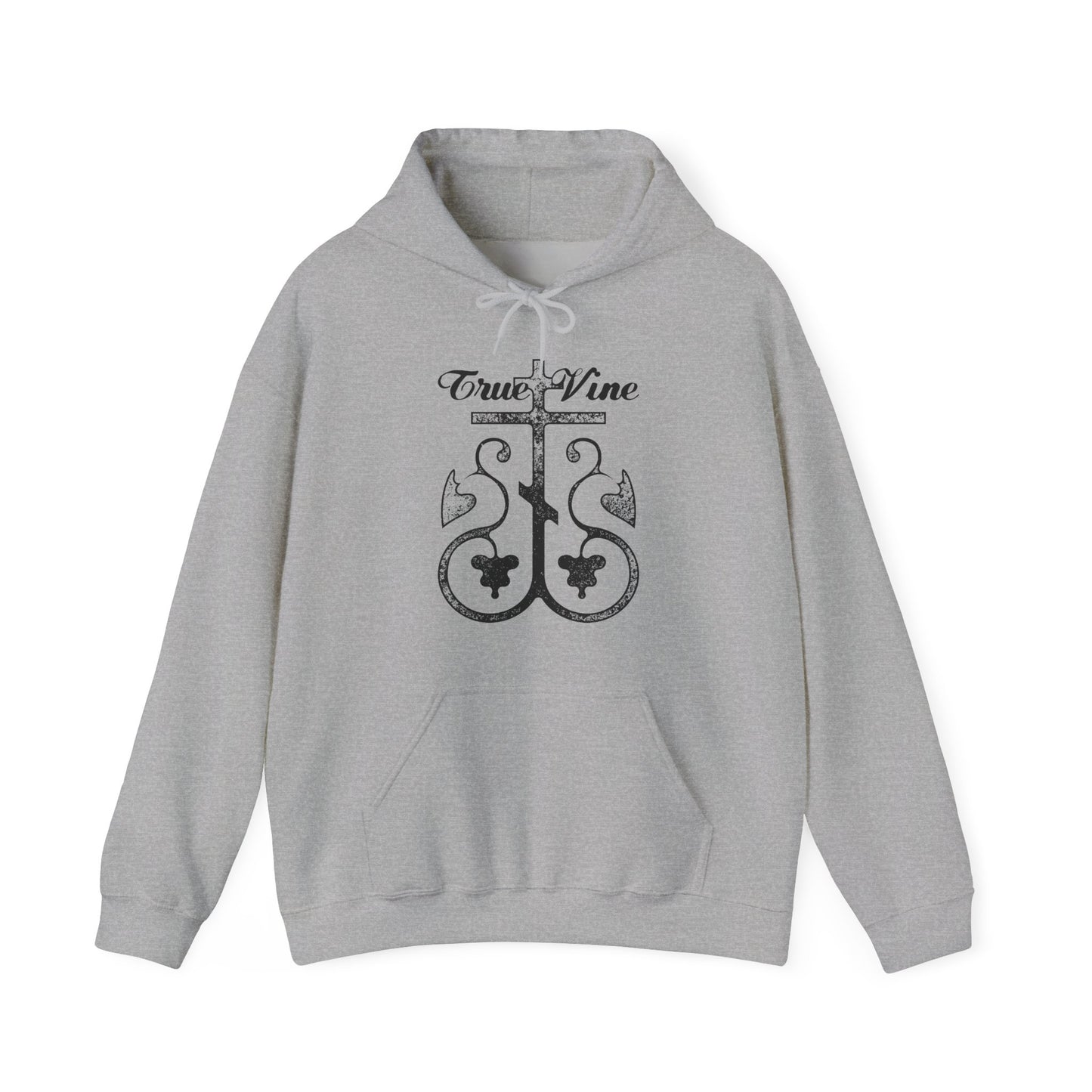 I Am the True Vine (John 15, Ezekiel 15) | Orthodox Cross with Grape Vine | Photocopy Effect | Orthodox Christian Hoodie