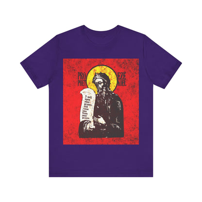 Prophet Ezekiel IconoGraphic | Textured, High Contrast Bright Red and Yellow Design | Old Testament | Orthodox Christian T-Shirt