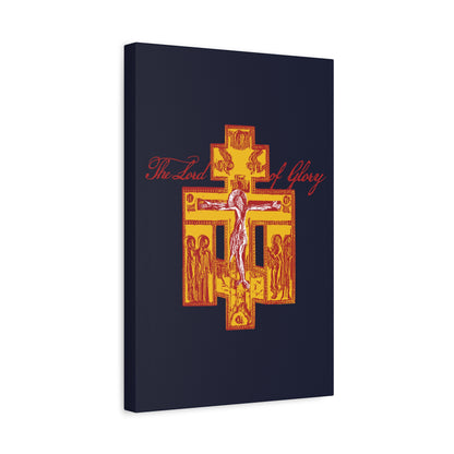 The Lord of Glory | Russian Golgotha Crucifix IconoGraphic (Blue BG) | 1 Corinthians 2:8 | Orthodox Christian Canvas Art