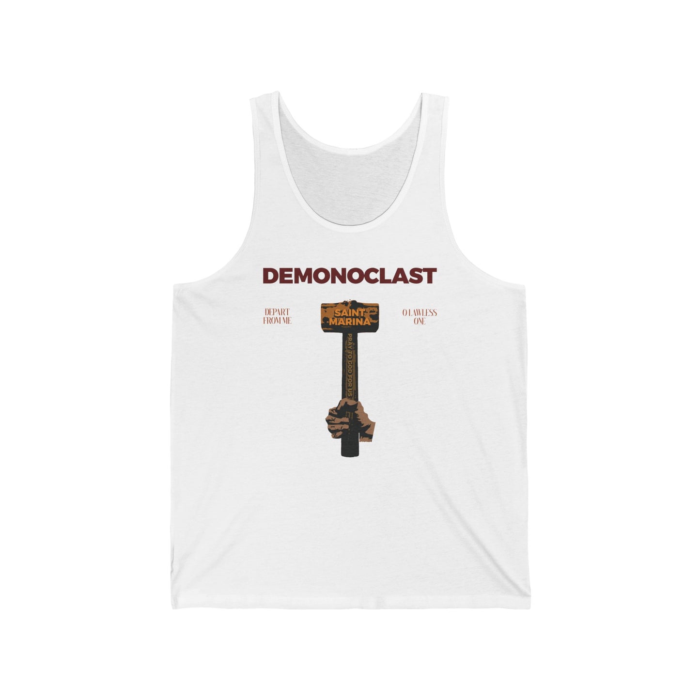 Demonoclast | St. Marina's Hammer | NIKA Fist | Christ Conquers | Demon Smasher | Unseen Warfare | Christian Martyrdom | Orthodox Tank Top