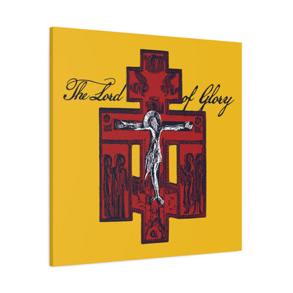 The Lord of Glory | Russian Golgotha Crucifix IconoGraphic (Gold BG) | 1 Corinthians 2:8 | Orthodox Christian Canvas Art