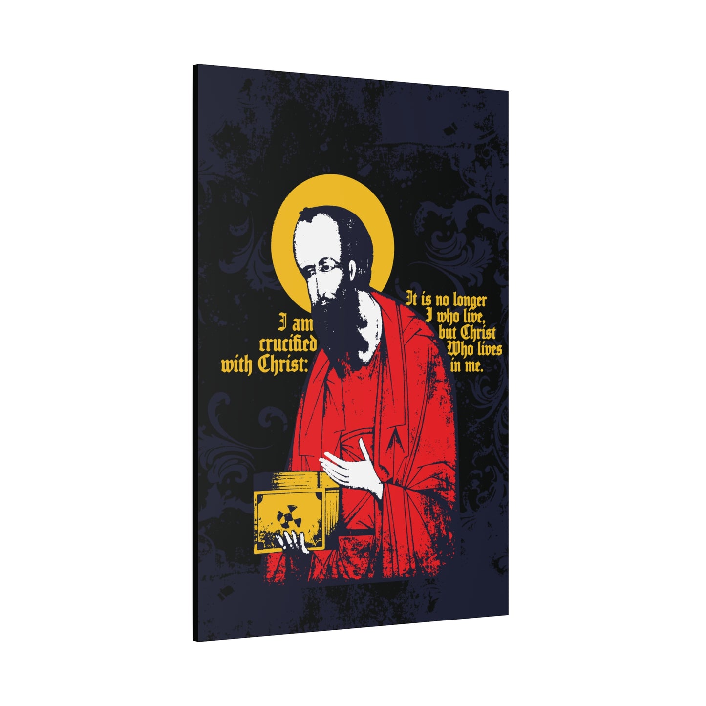 St Paul Holding Gospel Iconographic | I am crucified with Christ (Galatians 2:20) | Orthodox Christian Canvas Art