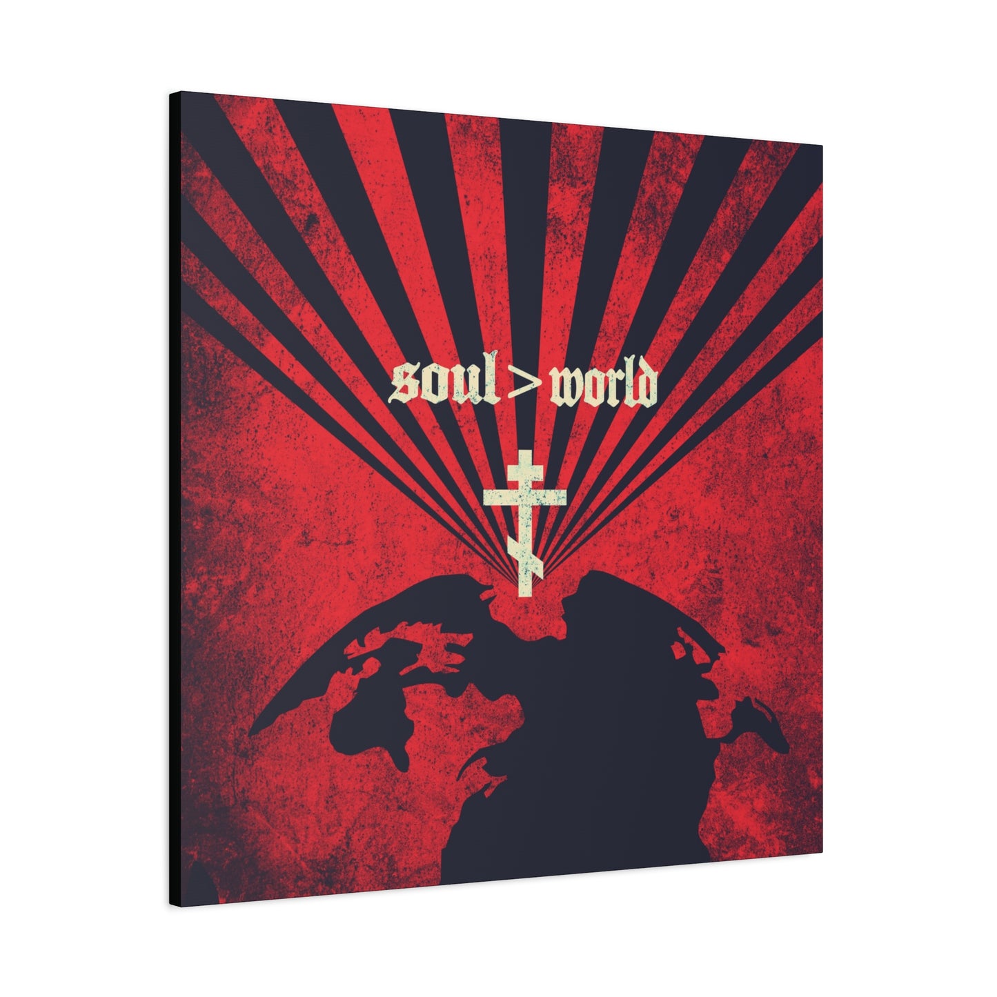 What Shall it Profit a Man | Matthew 16:26 | Soul Is Greater Than World | Red Earth White Cross | Orthodox Christian Canvas Art