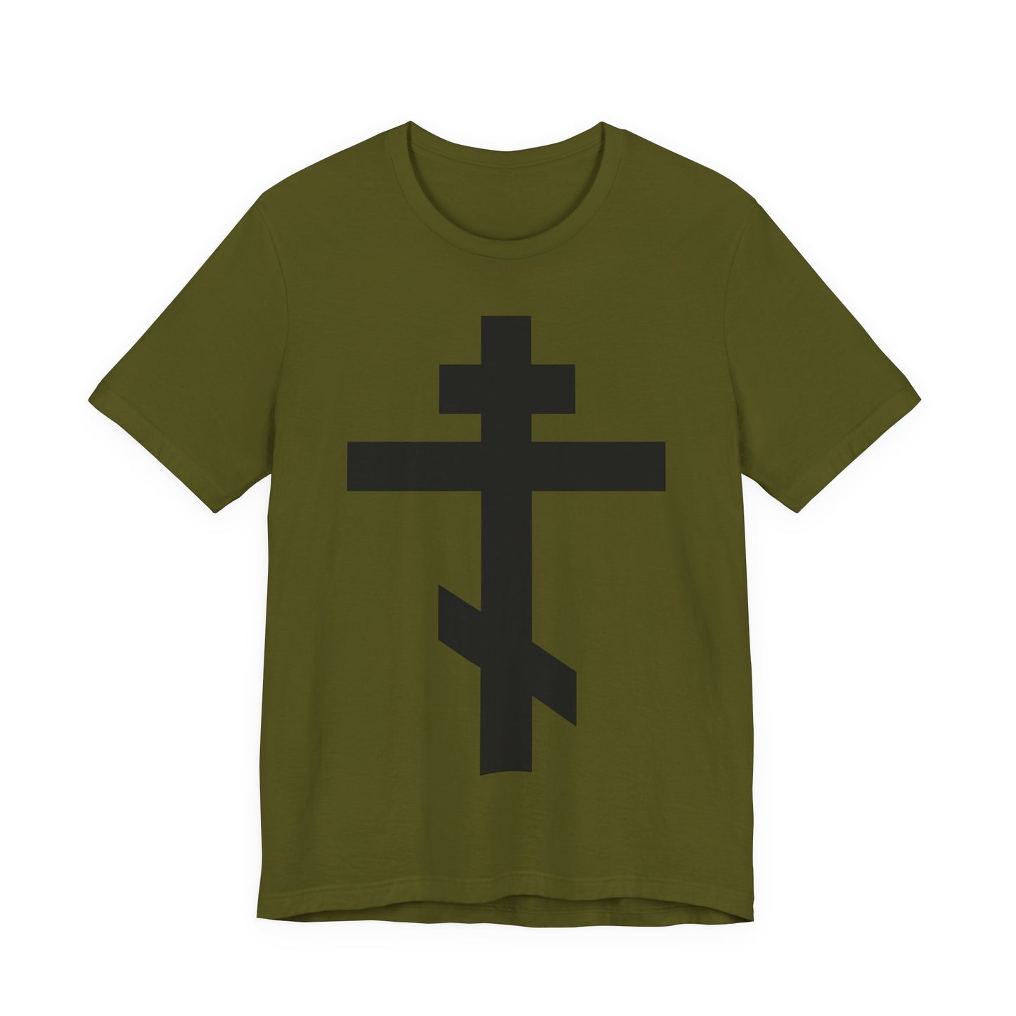 Black Orthodox Cross | May I Never Boast Except in the Cross of Our Lord Jesus Christ (Gal 6:14) | Christian Unisex Cotton Tee