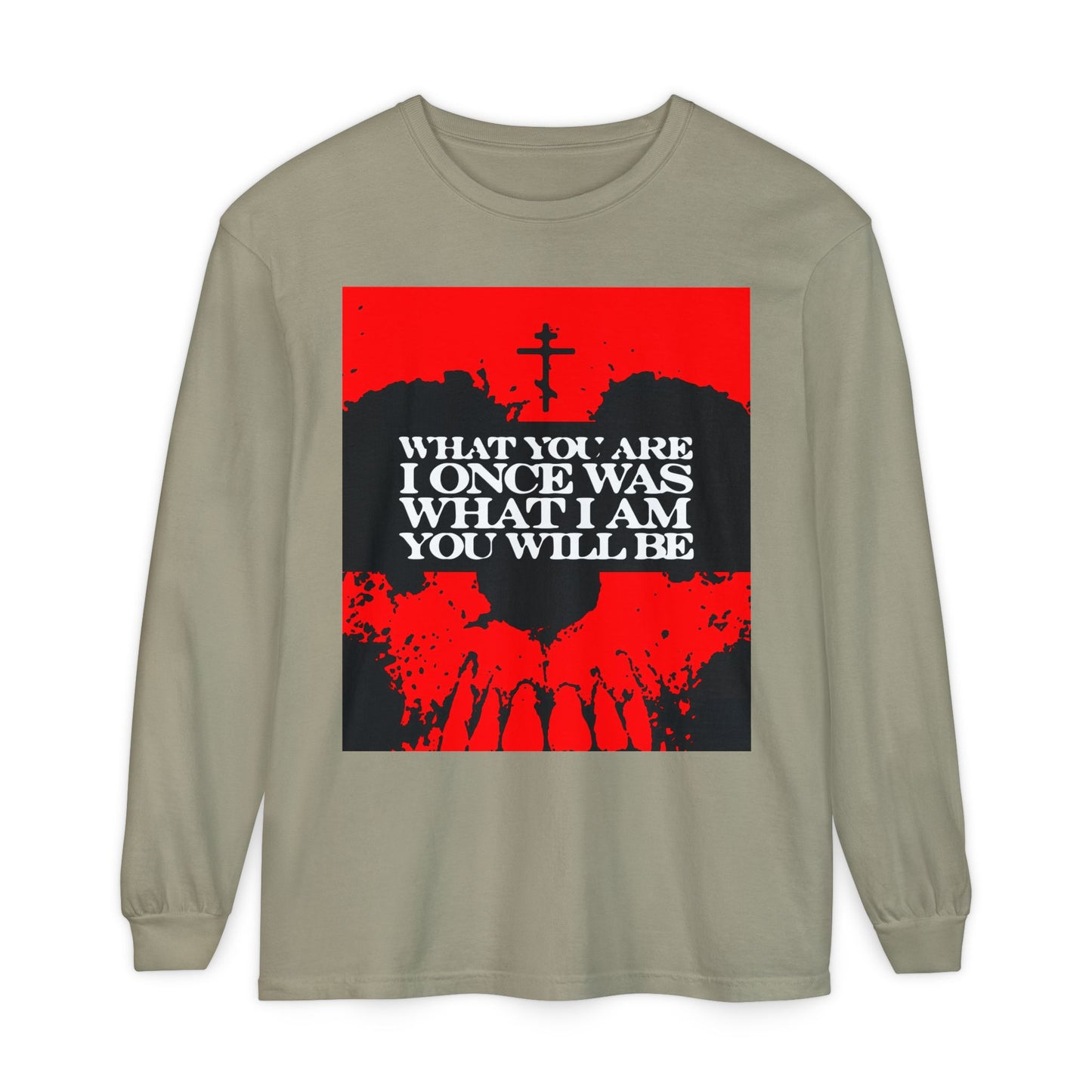 What You Are, I Once Was. What I Am, You Will Be | Memento Mori | Red Skull Remembrance of Death | Orthodox Christian Long Sleeve Shirt