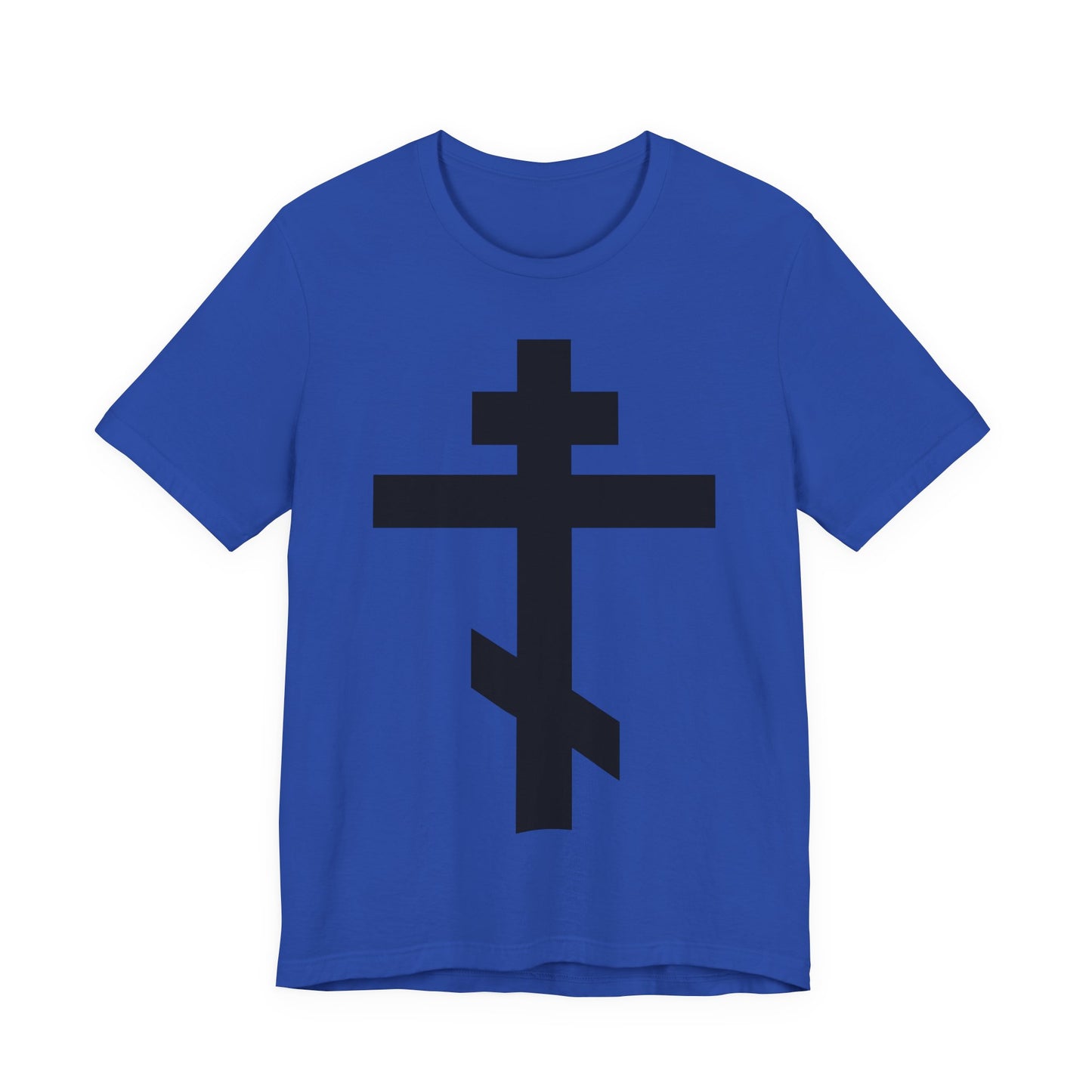 Black Orthodox Cross | May I Never Boast Except in the Cross of Our Lord Jesus Christ (Gal 6:14) | Christian Unisex Cotton Tee