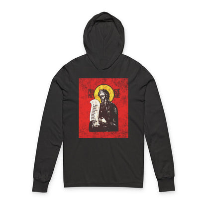 Prophet Ezekiel IconoGraphic | Textured, High Contrast Bright Red and Yellow Design | Old Testament | Orthodox Long Sleeve Hooded Shirt