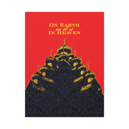 The Church: On Earth As It Is In Heaven | Lord's Prayer | Ancient Russian Wooden Church Design | Orthodox Christian Canvas Art