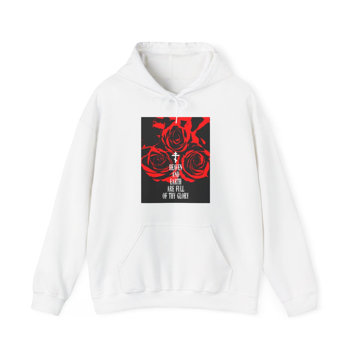 Heaven and Earth Are Full of Thy Glory | Orthodox Liturgical Hymn | Red Roses | Western Typography | Orthodox Christian Hoodie