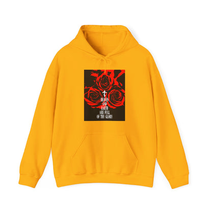 Heaven and Earth Are Full of Thy Glory | Orthodox Liturgical Hymn | Red Roses | Western Typography | Orthodox Christian Hoodie