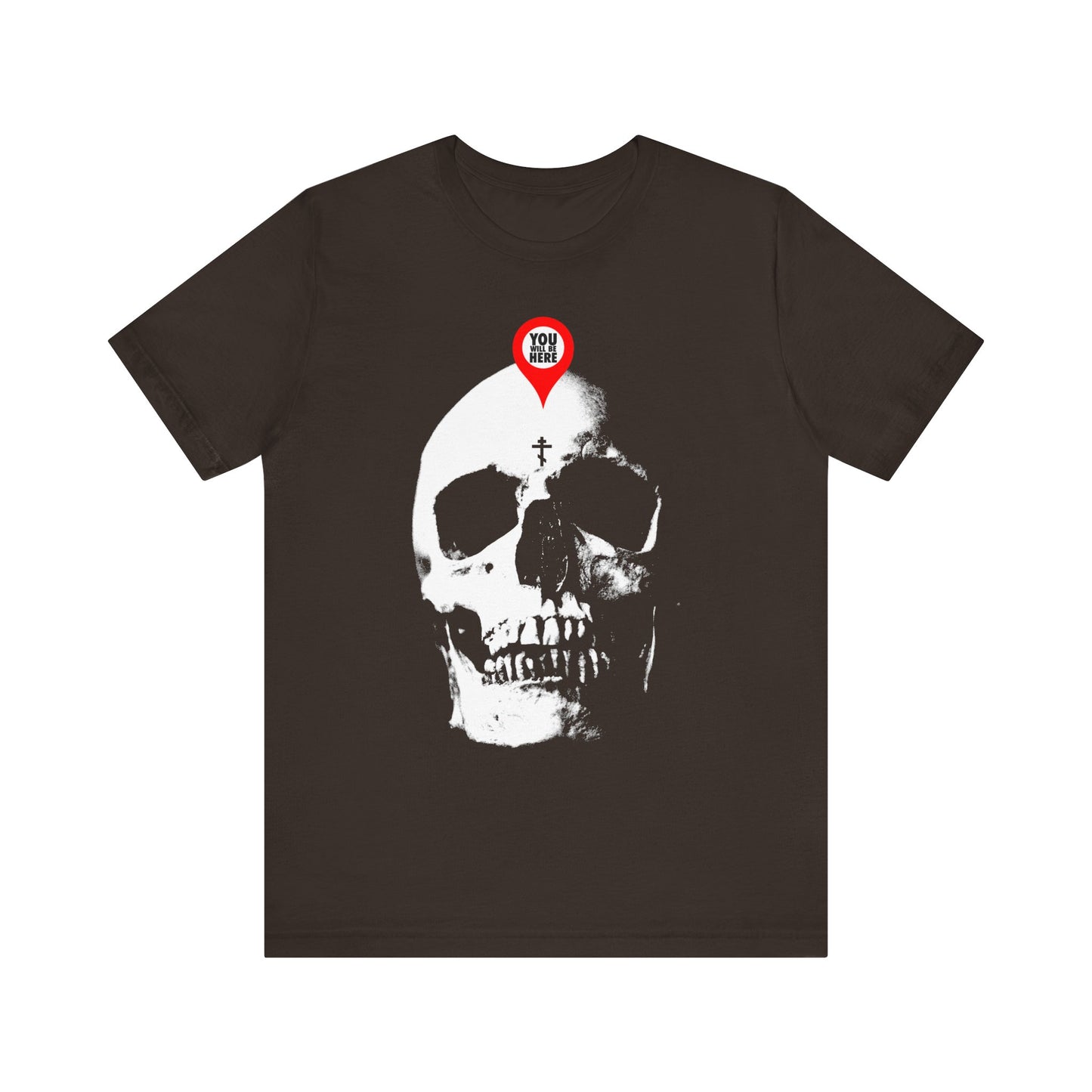 You Will Be Here Maps Marker on Skull Design | What You Are I Once Was | Memento Mori | Orthodox Lightweight Cotton Unisex Tee