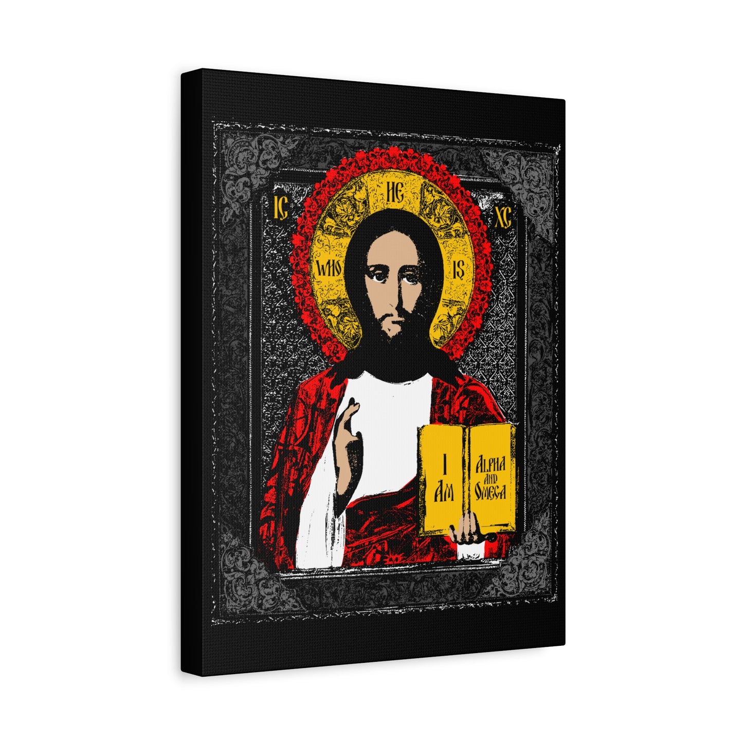 Christ Pantocrator Icono-Graphic | He-Who-Is | I Am the Alpha and Omega | Ancient Icon Graphic Design | Orthodox Christian Canvas Art