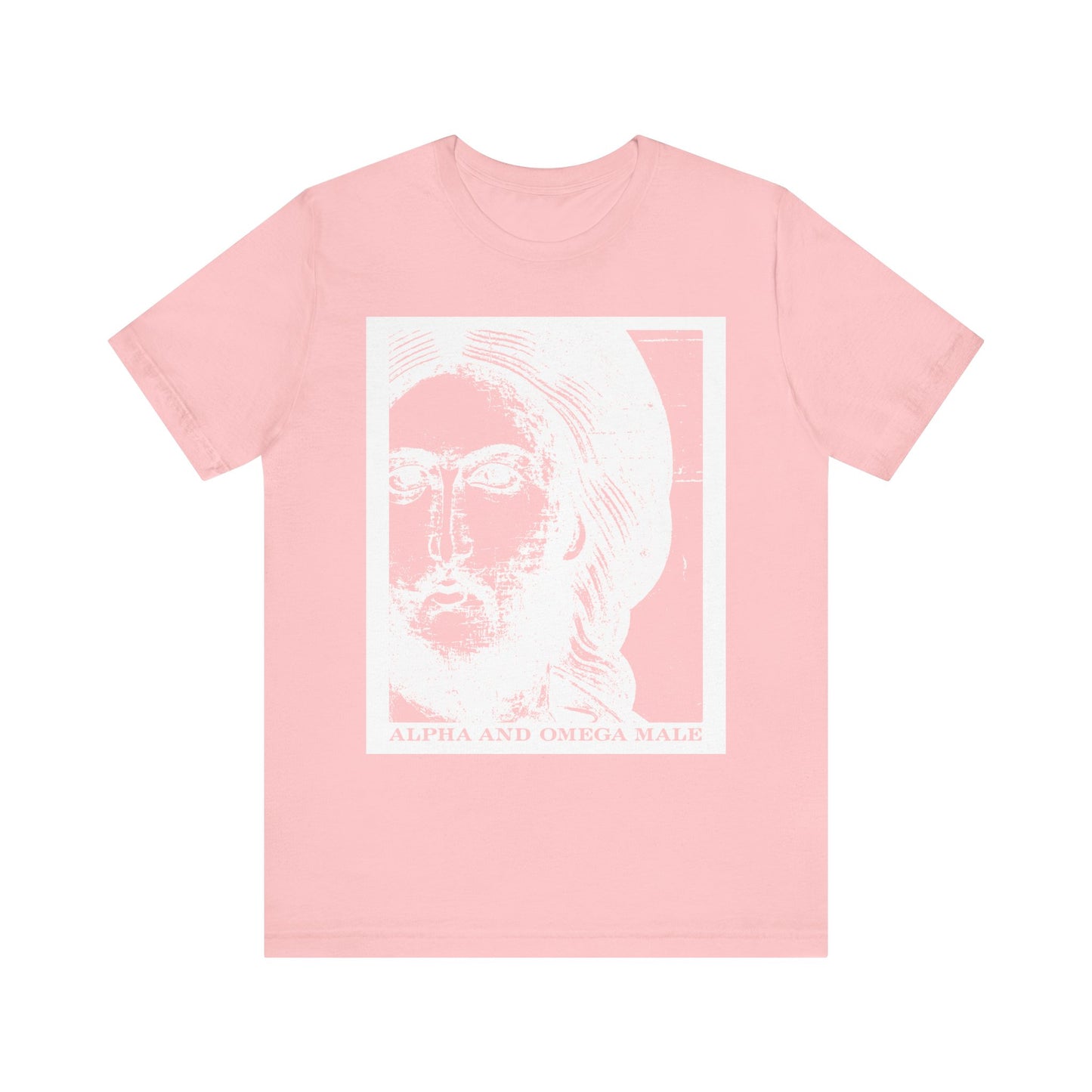 Alpha & Omega Male | Jesus Christ Icono-Graphic Photonegative | I am the Beginning & the End (Rev 22) | Lightweight Cotton Unisex T-Shirt