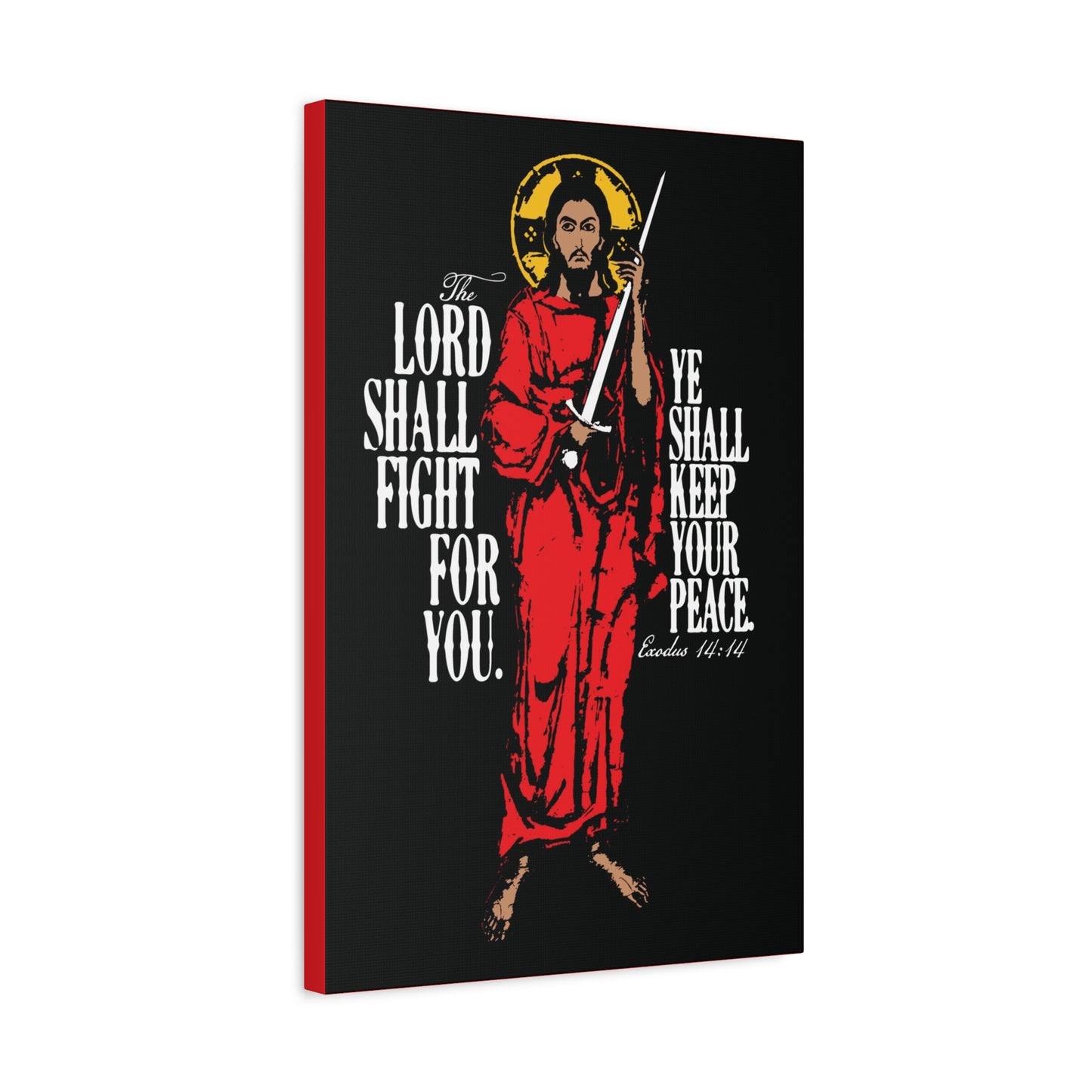 The Lord Shall Fight For You (Exodus 14:14) | Jesus Christ with Sword IconoGraphic | Orthodox Christian Canvas Art