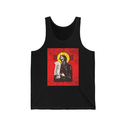 Prophet Ezekiel IconoGraphic | Textured, High Contrast Bright Red and Yellow Design | Old Testament | Orthodox Christian Jersey Tank Top