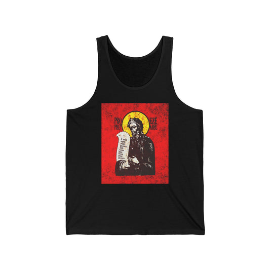 Prophet Ezekiel IconoGraphic | Textured, High Contrast Bright Red and Yellow Design | Old Testament | Orthodox Christian Jersey Tank Top