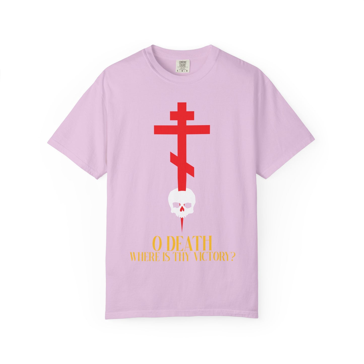O Death Where is Thy Victory? (1 Corinthians 15:55) | Cross Stabbing Skull | Jesus Christ is King | Heavyweight Cotton Unisex Orthodox T-Shirt
