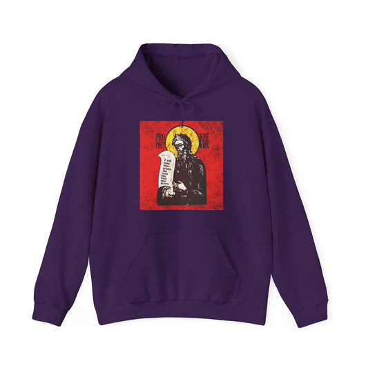 Prophet Ezekiel IconoGraphic | Textured, High Contrast Bright Red and Yellow Design | Old Testament | Orthodox Christian Hoodie