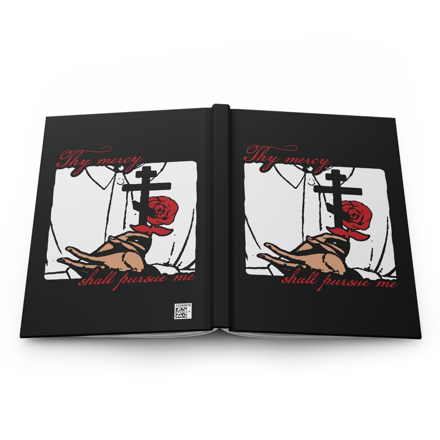 Thy Mercy Shall Pursue Me - Psalm 22 (23) | Orthodox Martyr's Cross and Rose Icono-Graphic Style | Hardcover Journal